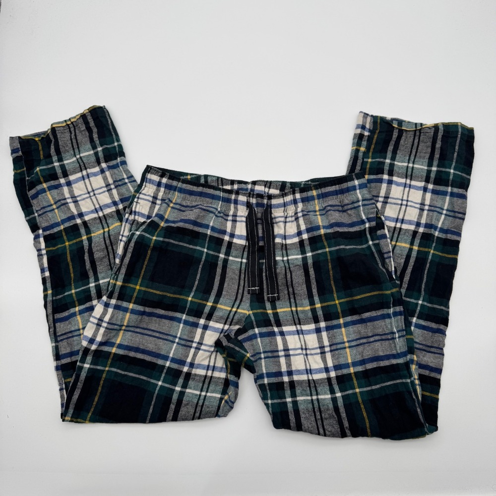 Old Navy Mens Plaid Flannel Pajama Pants Green Blue White Match The Fam Size M - Picture 1 of 4